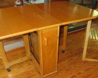 Solid Wood Folding 5 Piece Dining Table Set Drop Leaf with 4 Chairs