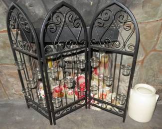 Tri Fold Metal Cathedral Standing Votive Candle Holder