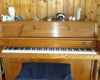 W.W. Kimball Oak Upright Piano