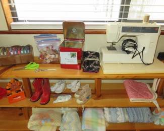 Kenmore 12 Stitch Sewing Machine, Buttons, Baby Shoes, Blankets