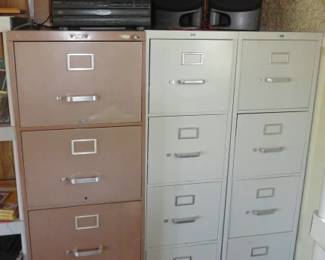 3 Vintage 4 Drawer Metal File Cabinets