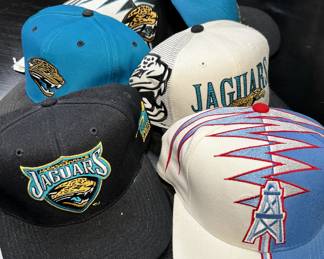 Vintage Jacksonville Jaguars Logo Hats, Vintage Houston Oilers Logo Hat