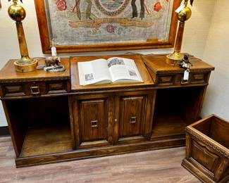 Desk that belonged to Texas Governor Ann Richards- office suite includes desk, bookcase, credenza, rubbish bin