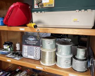 Fishing gear & tools including trolling line, stainless steel wire, monofilament line, fish bait deboners, hooks, lures, outrigger clips, outrigger kit, day belts, tackle box and more