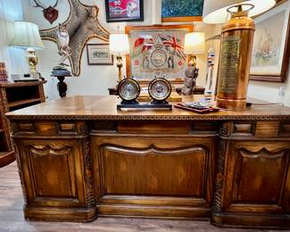 Desk that belonged to Texas Governor Ann Richards- office suite includes desk, bookcase, credenza, rubbish bin