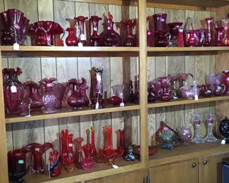 All kinds of red and pink glass 