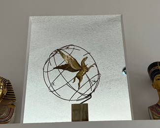 Pegasus in globe by Curtis Jere and Gilt Porcelain busts by Edoardo Tasca Italy - (TUT has been restored)