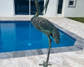 Bronze pair of life size cranes
