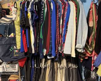 Name brands including Ralph Lauren, Talbots, J Crew, Lands End. 