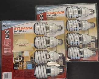Light Bulbs 100 Watt Sylvania Two (2) Packages With Four (4) Bulbs Lot 1 Of 5