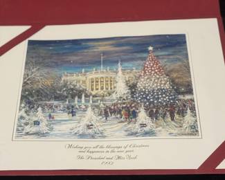 The White House 1992 Christmas Card Artwork 17x12.  The President And Mrs. Bush.  MUST See - Beautiful!