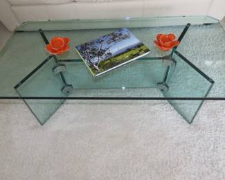 Leon Rosen glass coffee table.