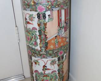 Canton Rose porcelain umbrella stand.