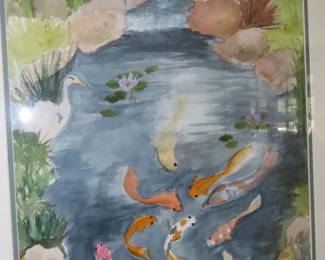Watercolors Koi Pond, Barbara Marsh.