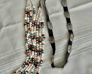 Beautiful Native American necklace and sterling belt