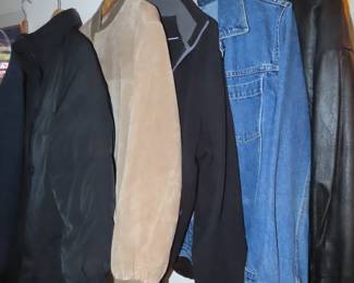 Mens jackets, leather, suede, ski, rain, denim, L,XL.