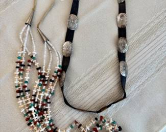 Stunning Native American necklace and sterling belt
