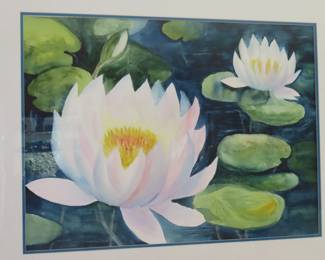 Water colors, "Water Lillies" by Barbara Marsh.