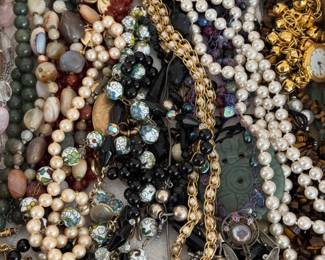 Great assortment of natural stone+ bead necklaces