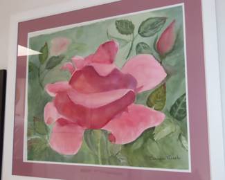 "Pink Rose"  by Laguna Woods Water color artist Barbara Marsh.