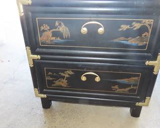 Two drawer Asian themed chest.
