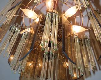 MCM smoked glass and clear glass rods hanging light.