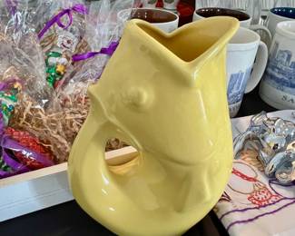 Gurgle Pot Yellow Fish Pitcher