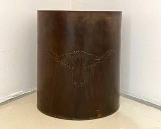 Bulls Head Punctured Tin Metal Trash Can