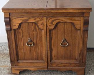 Vintage Oak Expandable Sewing TableCabinet
