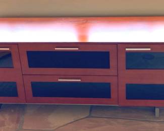 Modern Wood Glass Stereo Cabinet by BDI