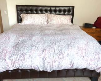 Leather King Bed Complete With Bedding