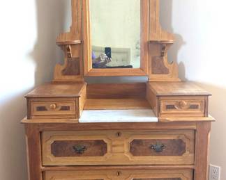 Vintage Armoire 1883 Hand Carved Wood