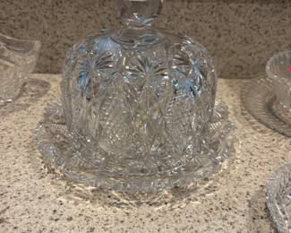 Cut glass butter dish