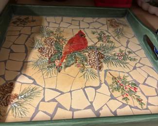 Christmas mosaic tray