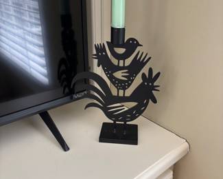 Heavy cast iron candle holder