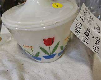 FIRE KING TULIP BOWL WITH LID