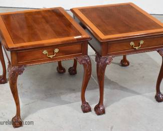 Pair of Stickley Chippendale Lamp Tables 