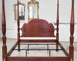 Statton Queen Size Cherry Rice Carved Bed