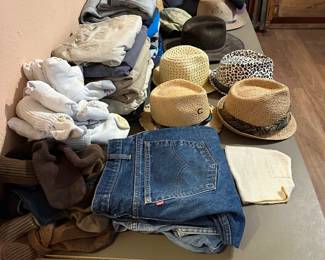 Clothes and hats.