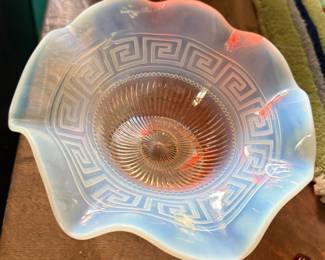  North wood French opalescent Greek Key bowl, c 1910