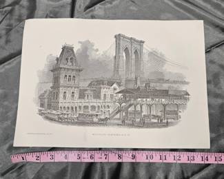 Vintage American Bank Co New York Brooklyn Elevated Railroad Print