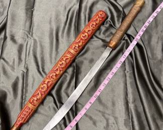 Thailand Dha Sword - Carved Wood