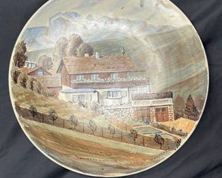WW2 GERMAN PAINTED PLATE "WACHENFELD, LANDHUAS DES FUHRERS"