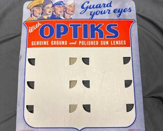 WWII ERA HOMEFRONT OPTIKS ADVERTISING MARKETING DISPLAY BOARD