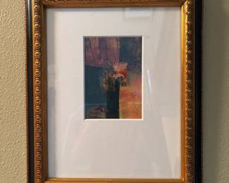 Framed Abstract Art Piece with Decorative Gold Frame