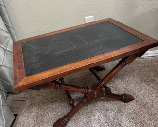 Wooden Table with Engraved Maritime Design