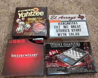 Brand New Game and Puzzle Lot - Power Yahtzee, El Arroyo Puzzle, Bezzerwizzer, Voice Master Chess