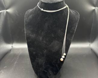 Sterling Silver Chain with Genuine Pearls