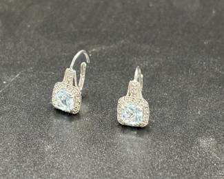 Elegant Sterling Silver Earrings with Aquamarine Stones