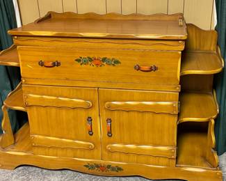 Vintage Western California Ranch Mission Spanish Revival Monterey Era Coronado 1930's Furniture La Fiesta Paint Decorated Hutch/Buffet/Sideboard with Built in Shelves